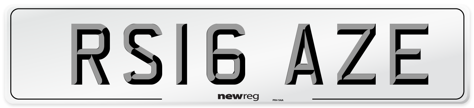 RS16 AZE Number Plate from New Reg